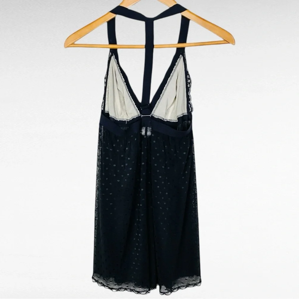 Seductive Wear by Cinema Etoile Black Lace Triangle Polka Dot Chemise Slip Dress